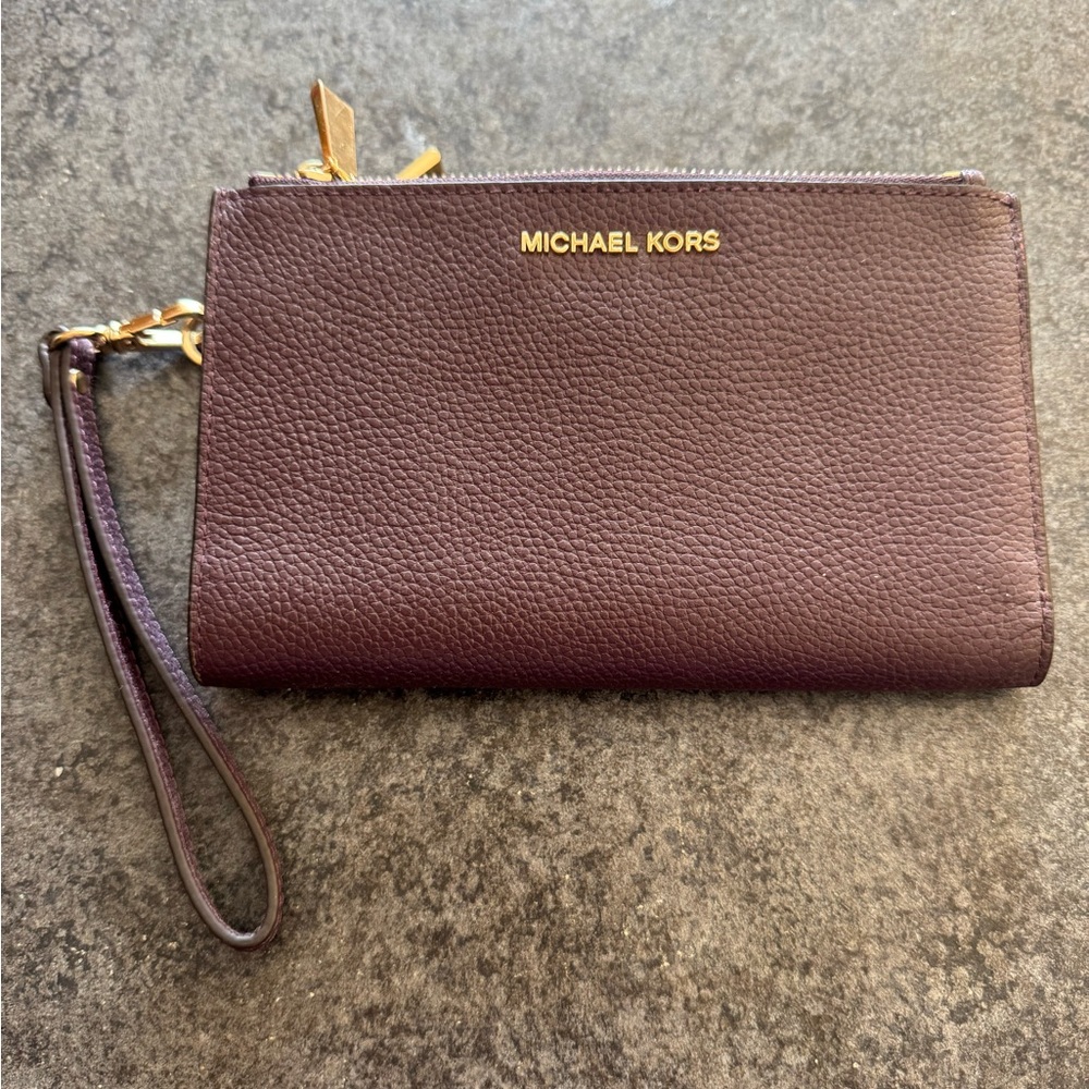 Michael Kors Plum Leather Wristlet